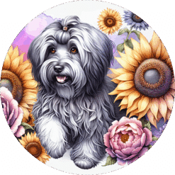 Havanese in Flowers Round Earrings - Render