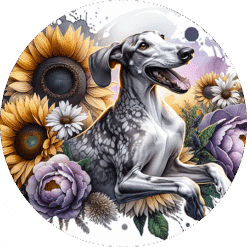 Ibizan Hound in Flowers Round Earrings - Render