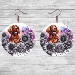 Irish Setter in Flowers Round Earrings - Lifestyle