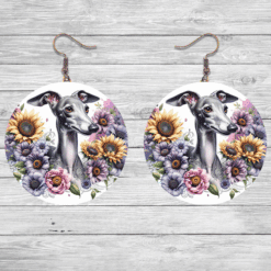 Italian Greyhound in Flowers Round Earrings - Lifestyle