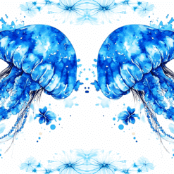 Jellyfish Blue Floral 15oz Mug - Render