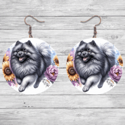 Keeshond in Flowers Round Earrings - Lifestyle