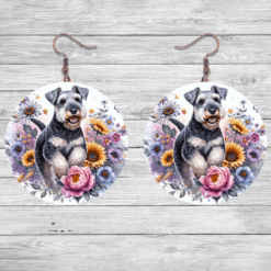 Lakeland Terrier in Flowers Round Earrings - Lifestyle