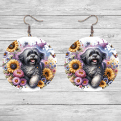 Lhasa Apso in Flowers Round Earrings - Lifestyle