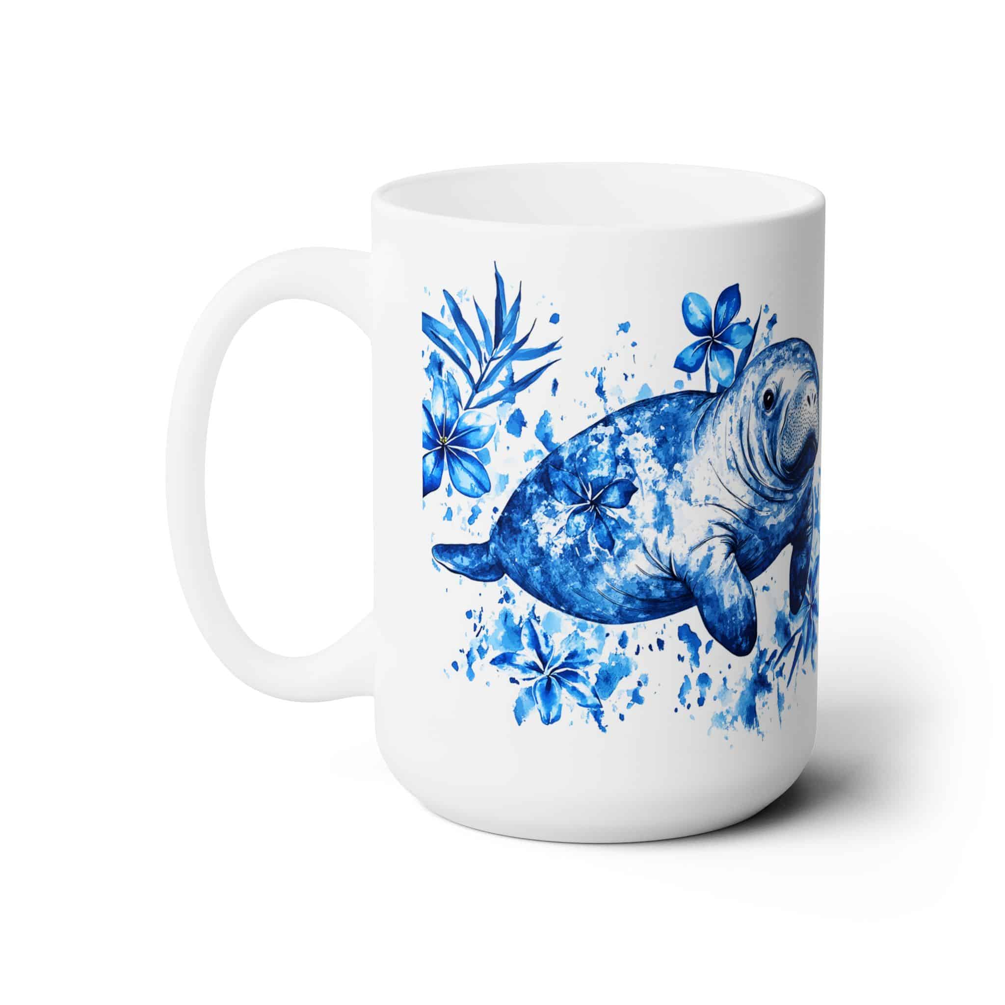 Manatee Blue Floral 15oz Mug - Left