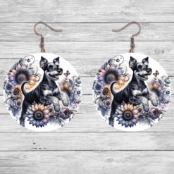 Manchester Terrier in Flowers Round Earrings - Lifestyle