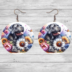 Neapolitan Mastiff in Flowers Round Earrings - Lifestyle