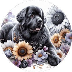 Newfoundland in Flowers Round Earrings - Render