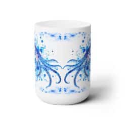 Octopus Blue Floral 15oz Mug - Front