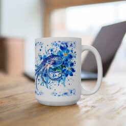 Octopus Blue Floral 15oz Mug - Lifestyle