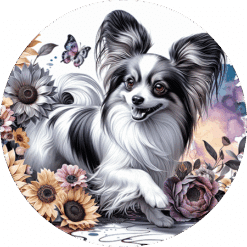 Papillon in Flowers Round Earrings - Render
