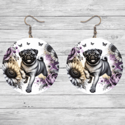 Pug in Flowers Round Earrings - Lifestyle