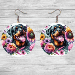 Rottweiler in Flowers Round Earrings - Lifestyle