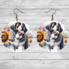 Saint Bernard in Flowers Round Earrings - Lifestyle