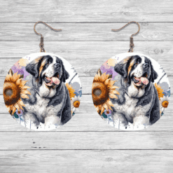 Saint Bernard in Flowers Round Earrings - Lifestyle
