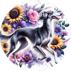 Saluki in Flowers Round Earrings - Render