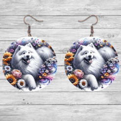 Samoyed in Flowers Round Earrings - Lifestyle