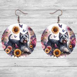 Scottish Terrier in Flowers Round Earrings - Lifestyle