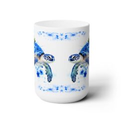 Sea Turtle Blue Floral 15oz Mug - Front