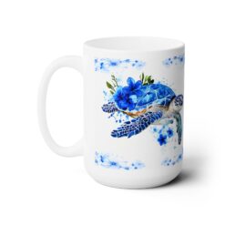 Sea Turtle Blue Floral 15oz Mug - Left