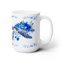 Sea Turtle Blue Floral 15oz Mug - Main