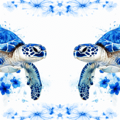 Sea Turtle Blue Floral 15oz Mug - Render