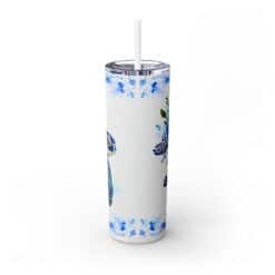 Sea Turtle Blue Floral 20oz Tumbler - Back