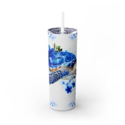Sea Turtle Blue Floral 20oz Tumbler - Front