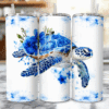 Sea Turtle Blue Floral 20oz Tumbler - Lifestyle