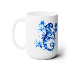 Seahorse Blue Floral 15oz Mug - Left