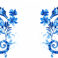 Seahorse Blue Floral 15oz Mug - Render