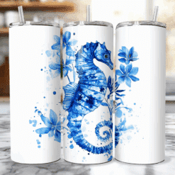 Seahorse Blue Floral 20oz Tumbler - Lifestyle