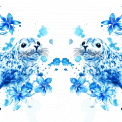 Seal Blue Floral 15oz Mug - Render