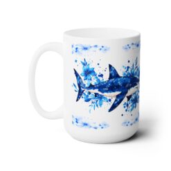 Shark Blue Floral 15oz Mug - Left