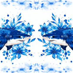 Shark Blue Floral 15oz Mug - Render