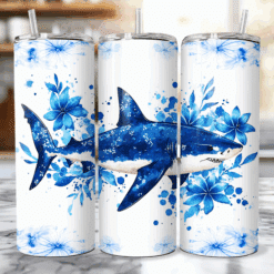 Shark Blue Floral 20oz Tumbler - Lifestyle