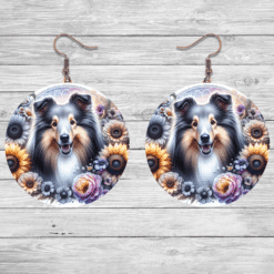 Shetland Sheepdog in Flowers Round Earrings - Lifestyle