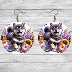 Shiba Inu in Flowers Round Earrings - Lifestyle