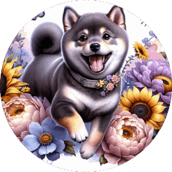 Shiba Inu in Flowers Round Earrings - Render