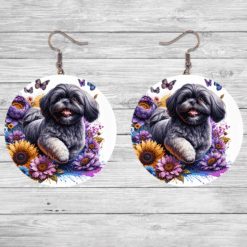 Shih Tzu in Flowers Round Earrings - Lifestyle