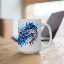 Shrimp Blue Floral 15oz Mug - Lifestyle