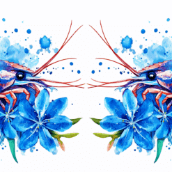 Shrimp Blue Floral 15oz Mug - Render