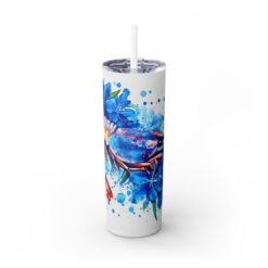 Shrimp Blue Floral 20oz Tumbler - Front