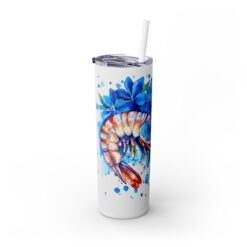 Shrimp Blue Floral 20oz Tumbler - Left
