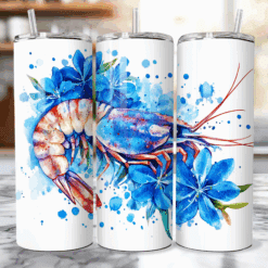 Shrimp Blue Floral 20oz Tumbler - Lifestyle