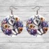 Siberian Husky in Flowers Round Earrings - Lifestyle
