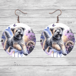 Soft Coated Wheaten Terrier in Flowers Round Earrings - Lifestyle