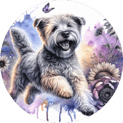 Soft Coated Wheaten Terrier in Flowers Round Earrings - Render