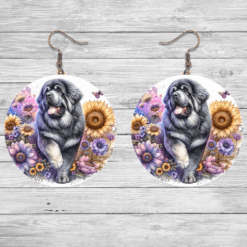 Tibetan Mastiff in Flowers Round Earrings - Lifestyle
