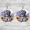 Tibetan Terrier in Flowers Round Earrings - Lifestyle